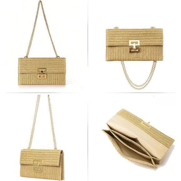 Straw Clutch Purse Ladies Summer Crossbody Handbag Evening Party Decor - Picture 7 of 7